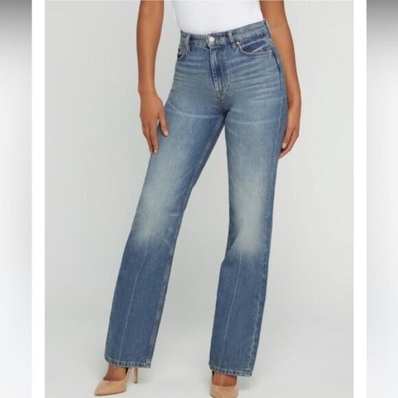 Guess Jeans Eco High-Rise 80s Straight Leg Denim Jeans In Confidence Wash - Picture 1 of 14